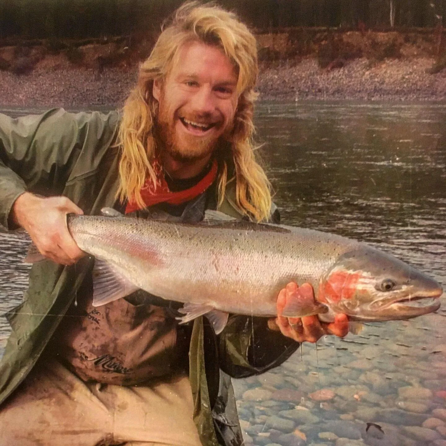 Throw back to my first Steelhead on the Skeena River on the fly (a hand tied purple egg sucking leach with a trailer) this fish V-waked behind my fly for about 10 seconds following it in out of the deep. It finally committed after I finished my swing