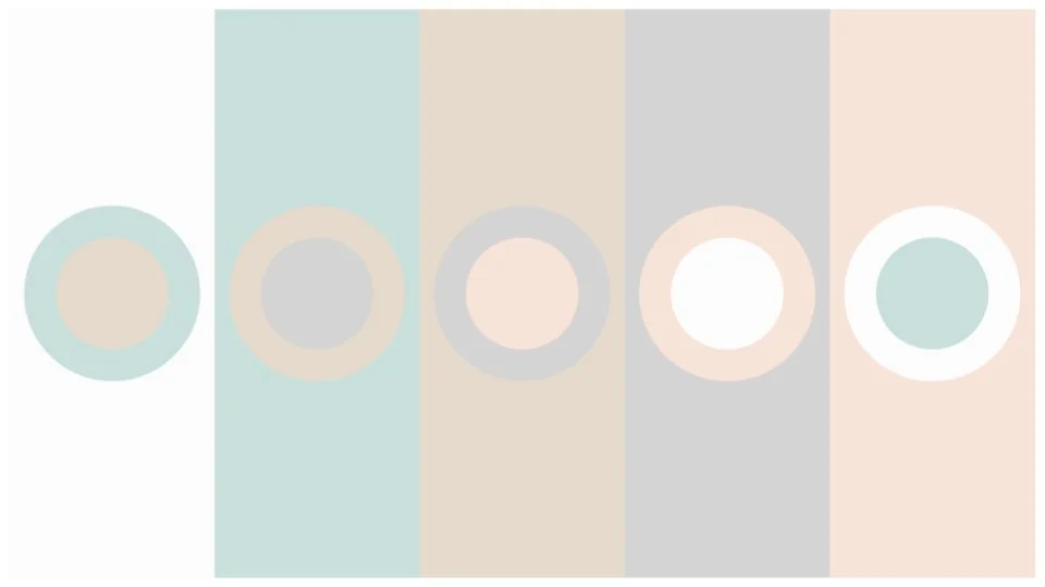 Colored circles over vertical color blocks background