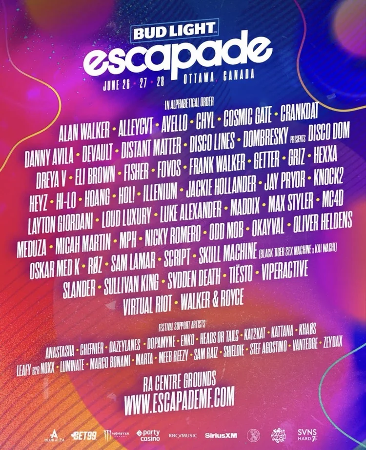 Full Escapade lineup including Tiesto, Alan Walker, Crankdat, Hi-Lo ...
