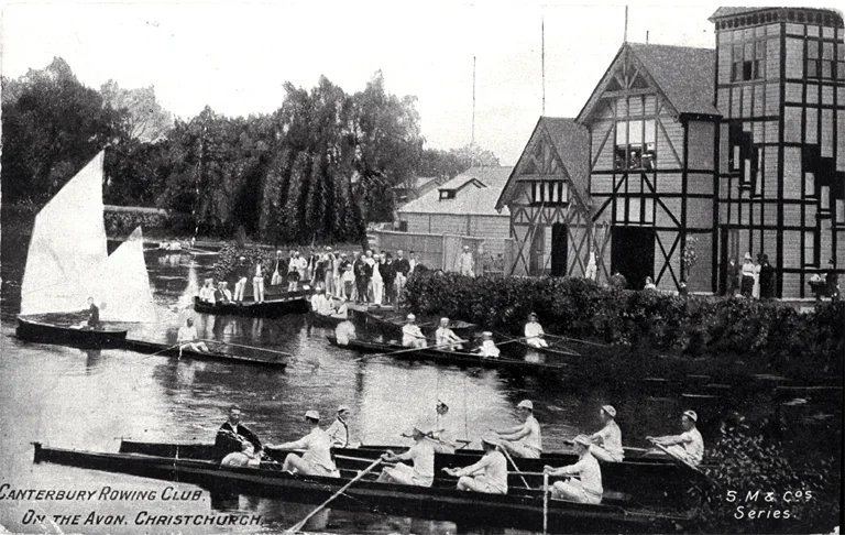 Canterbury Rowing Club on the Avon River, Christchurch (~1909) - Photo courtesy of CCC Library