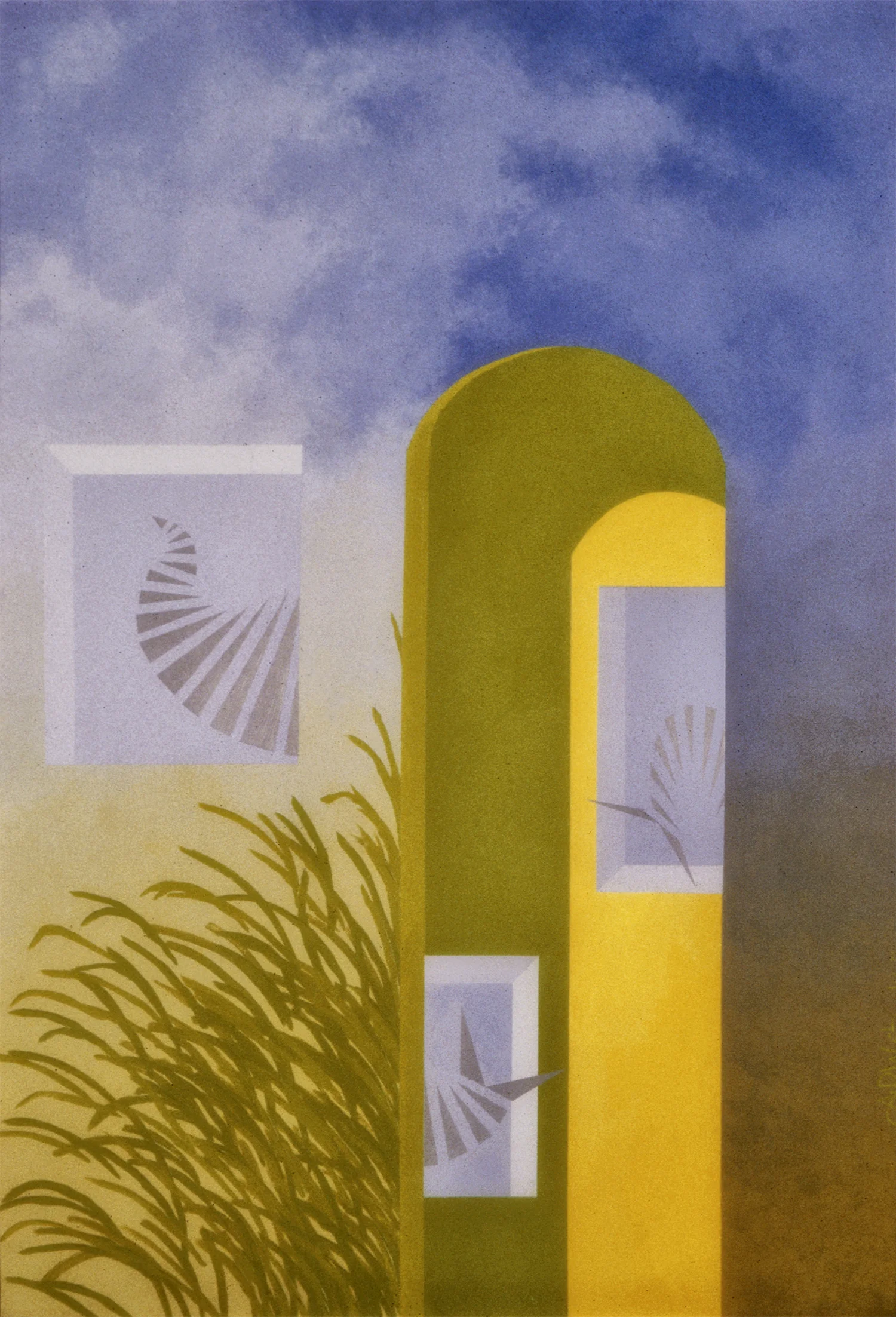 Futurist Landscape, 1979, Acrylic on Masonite, 36 X 24 in.