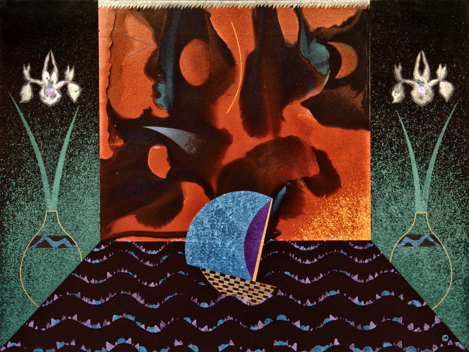 Red Sky at Morning, 1982, Acrylic on Masonite, 36 X 48 in.