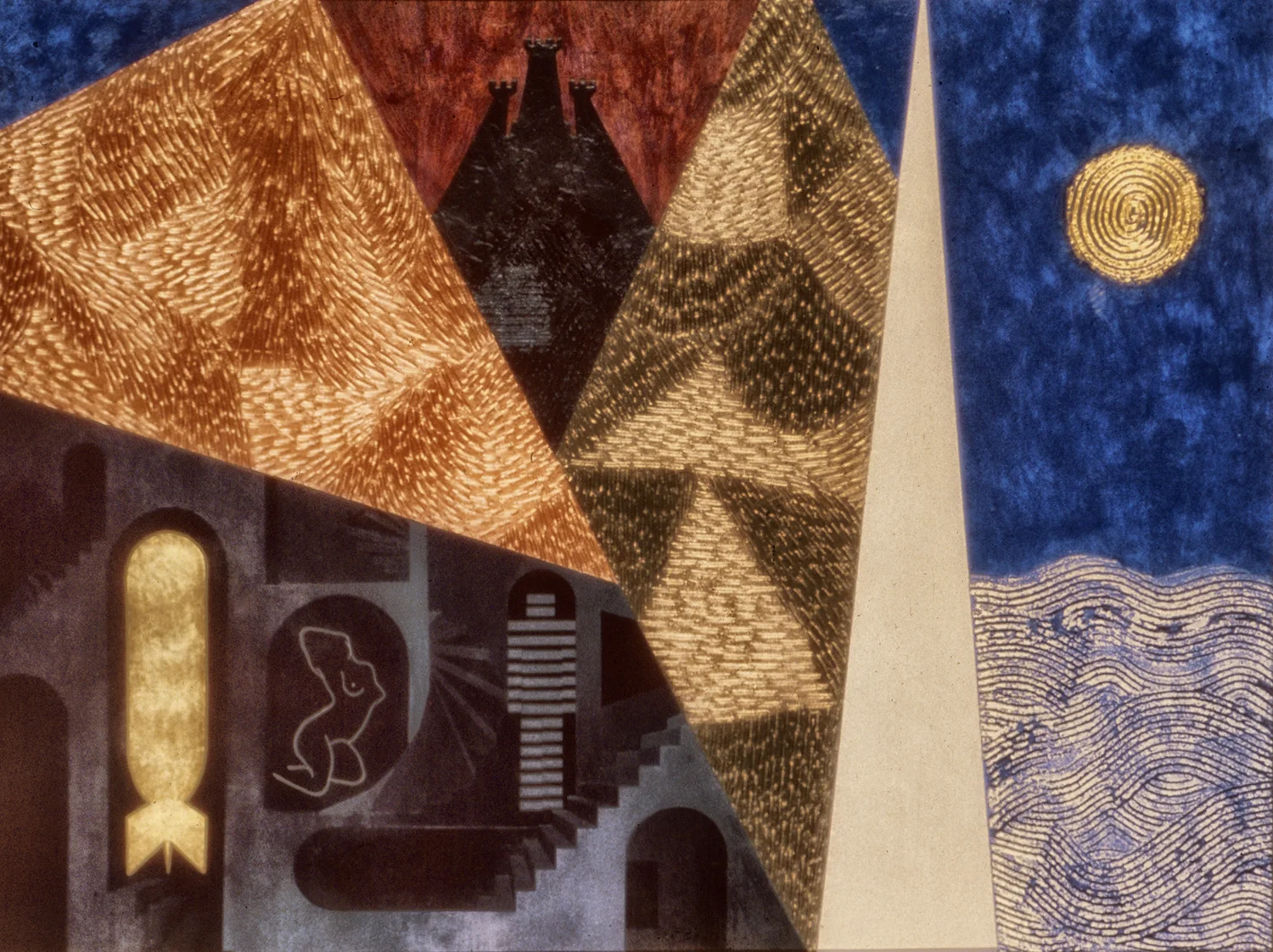 St George and the Golden Dragon, 1980, Acrylic on Masonite, 36 X 48 in.
