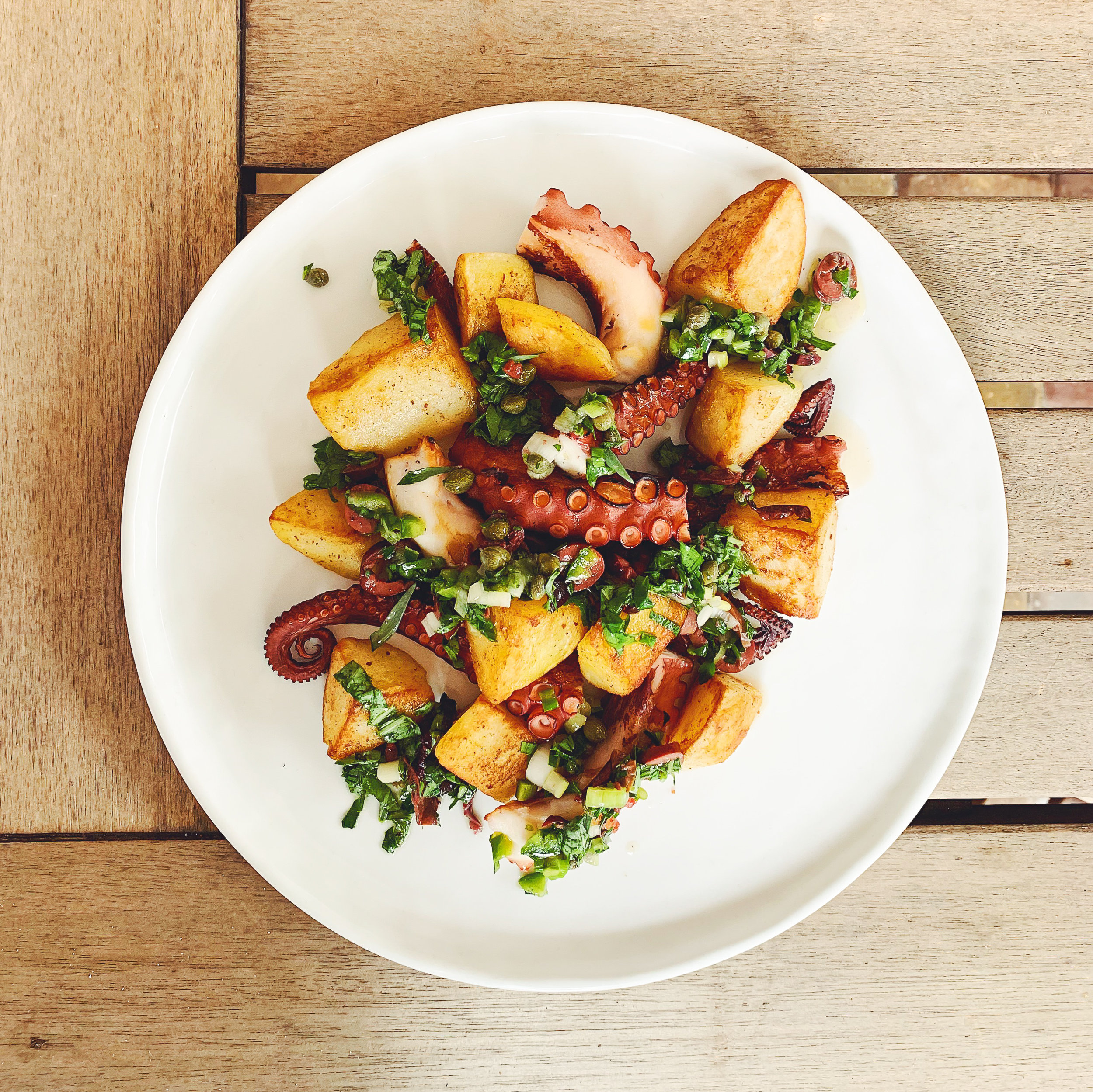 Octopus Potato Salad with Herb Condiment | RafaellaSargi.com