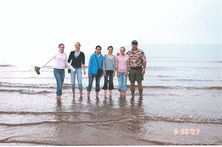 Some of the girls and chaperones dipping their feet in the Atlantic.