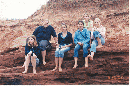 Hanging out on PEI's "red" sands at the beach.