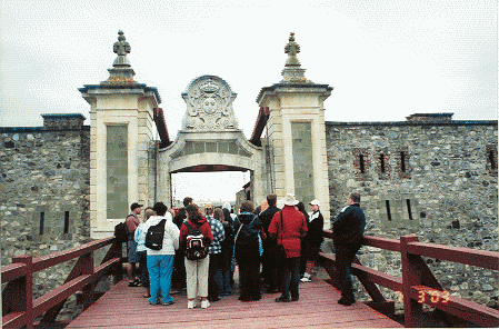 The front gates of the historic site of Fort Louisbourg.
