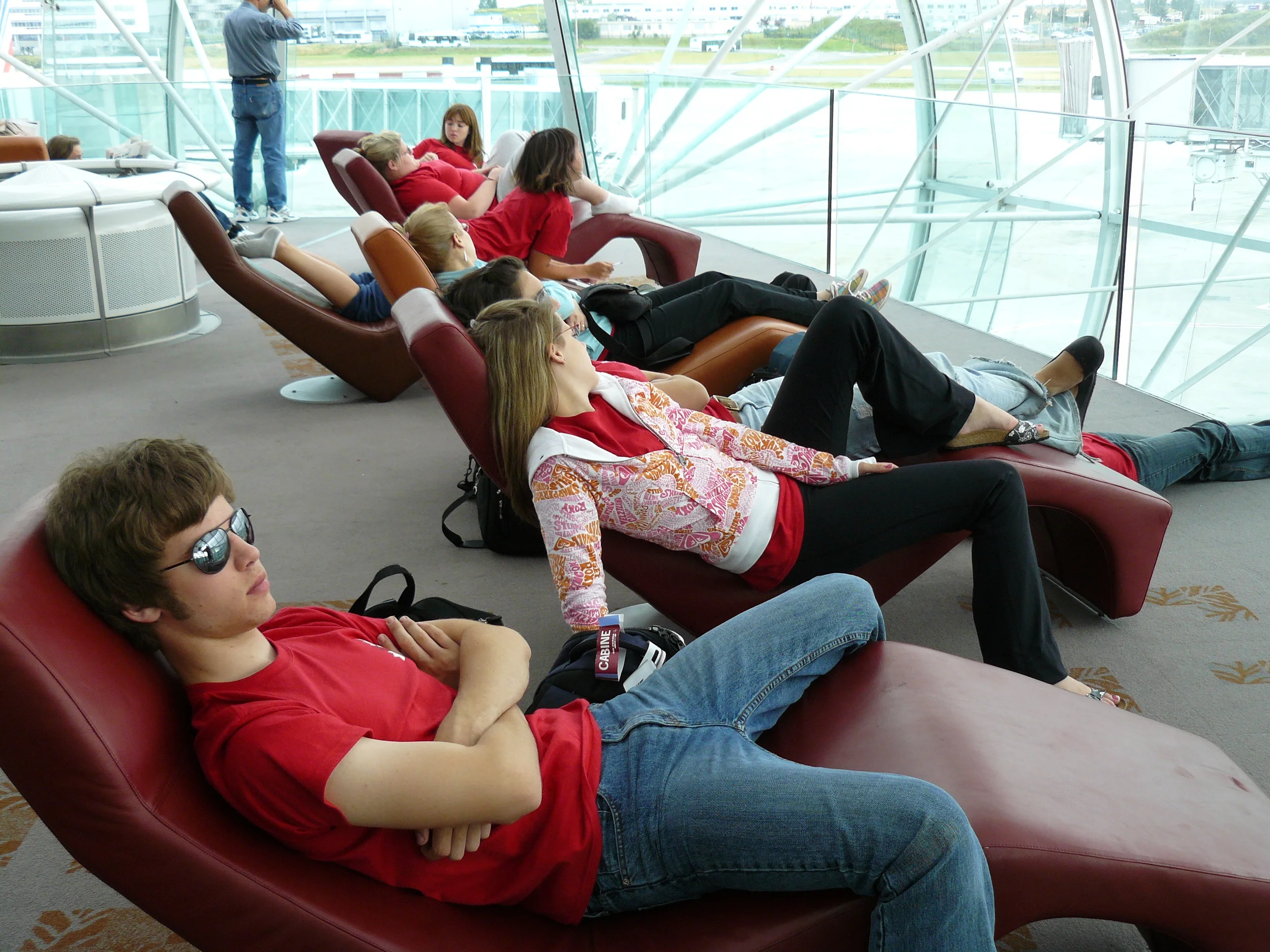 Waiting to transfer flights in London, England.