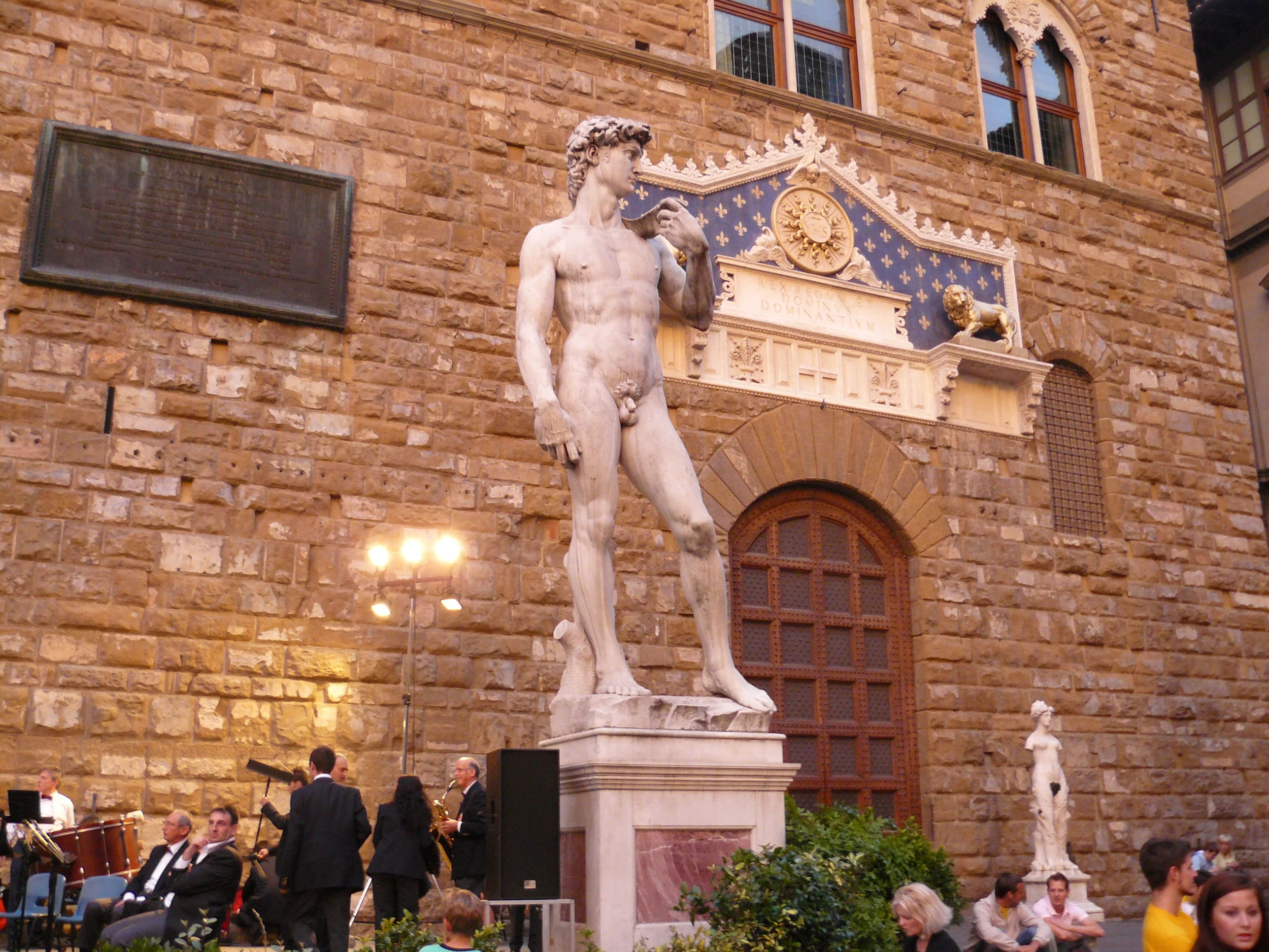 The replica of the Statue of David outside of City Hall, where the original stood when it was first commissioned. The original is now in the Accademia Gallery.
