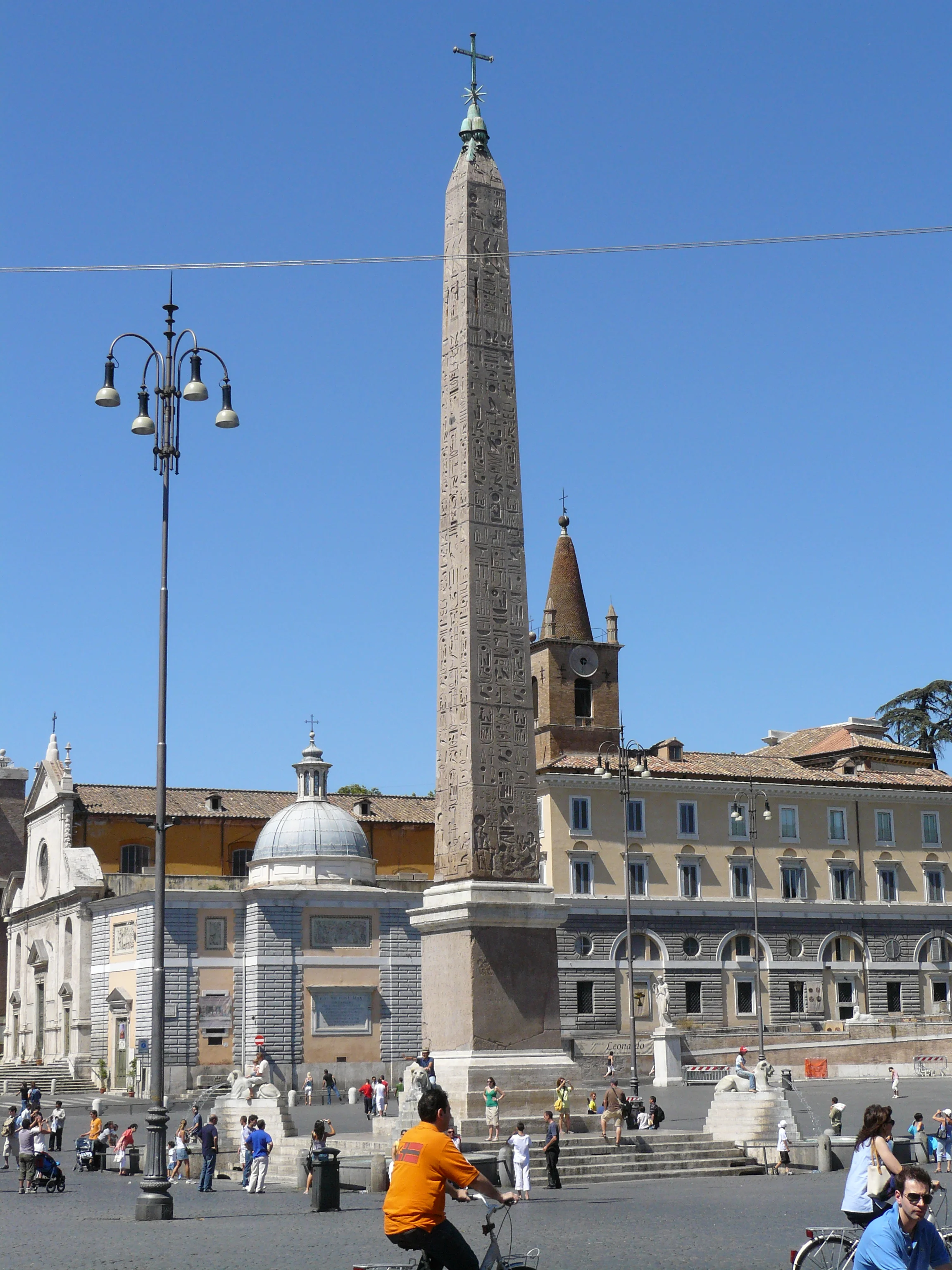 The Obelisk of Rameses II. In 30 BC Augustus brought it to Rome where it was put at the center of Cirus Maximus. In 1589 it was moved to the Piazza del Popolo. Where it stands today.