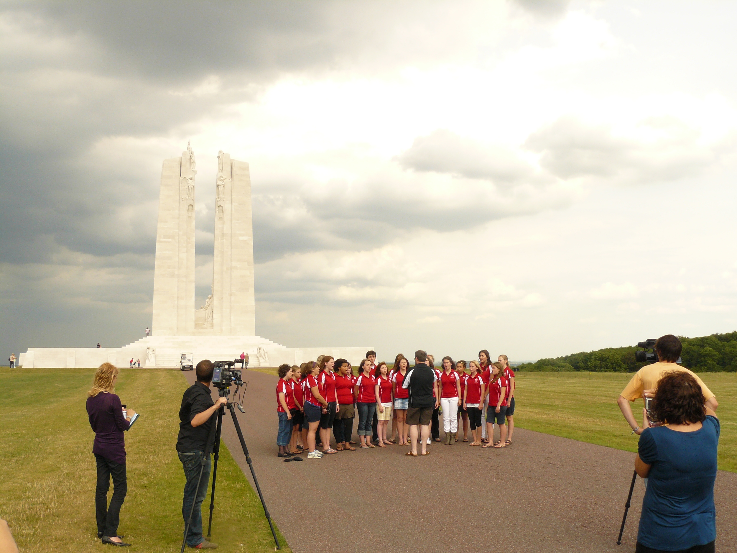  A local news crew wanted us to sing and tell of our experience visiting Vimy Ridge.​ 