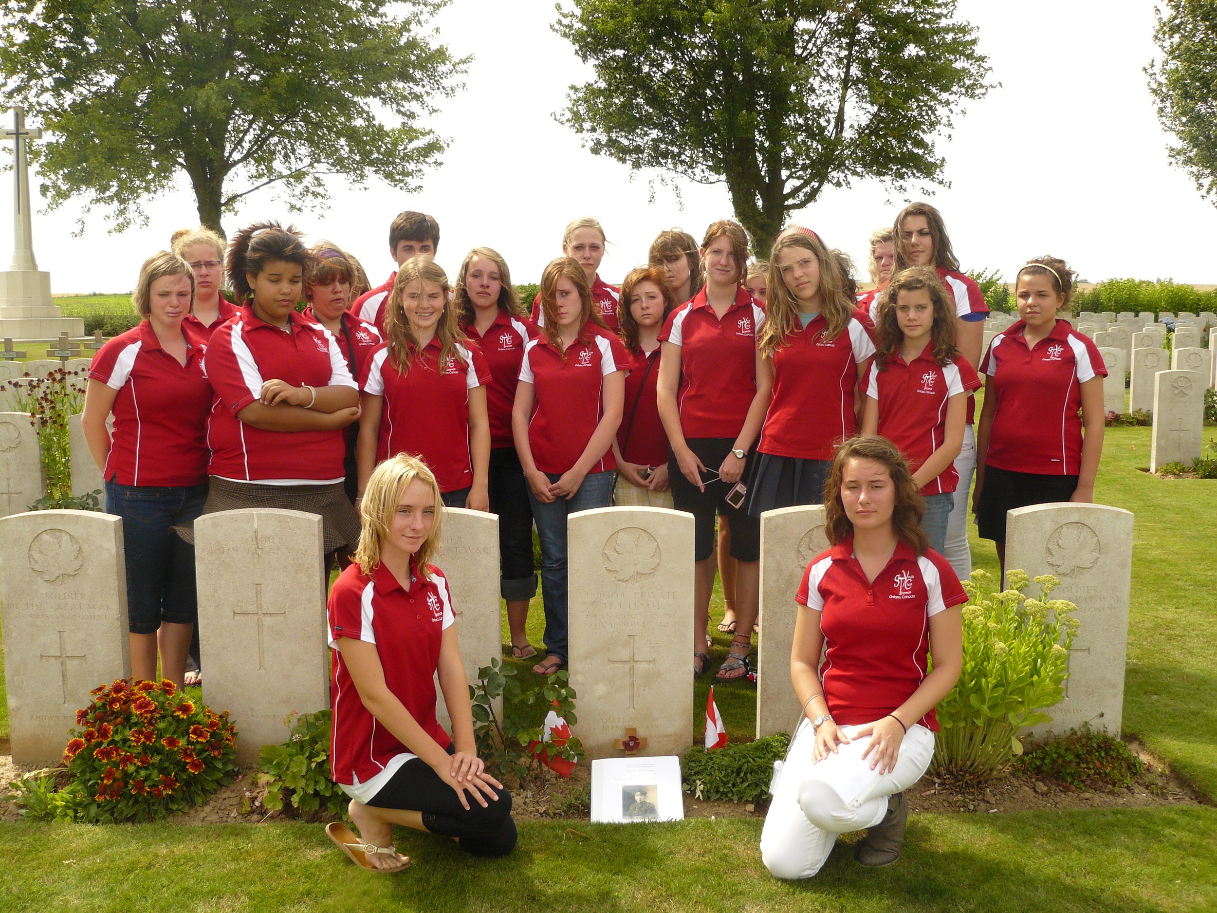  Gathered at the grave of a St. Thomas, Ontario solder near Vimy Ridge.​ 