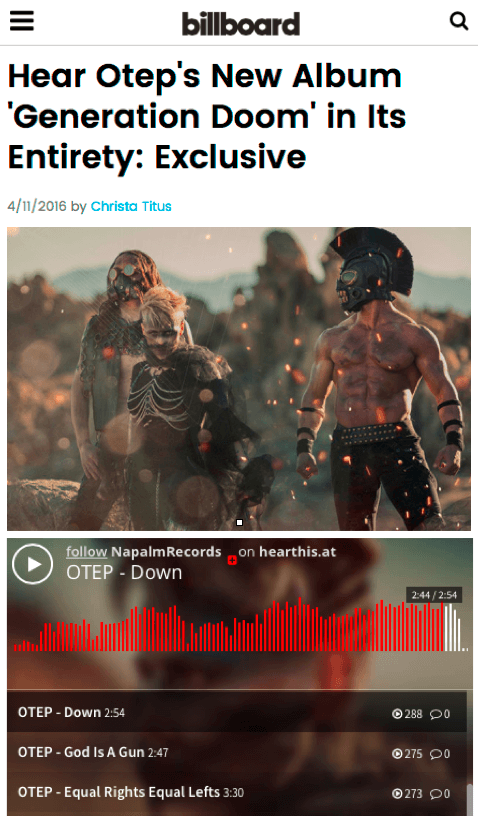 Otep - Billboard Preview