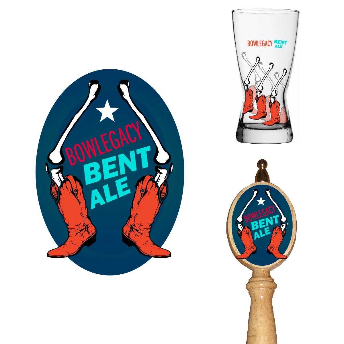 Identity design for "Bowlegacy Bent Ale," a one-batch homebrew from Cumberland, MD