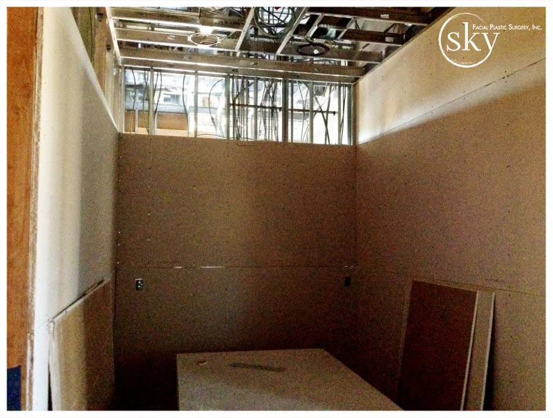 PHOTO: Drywall in recovery is almost completely up.