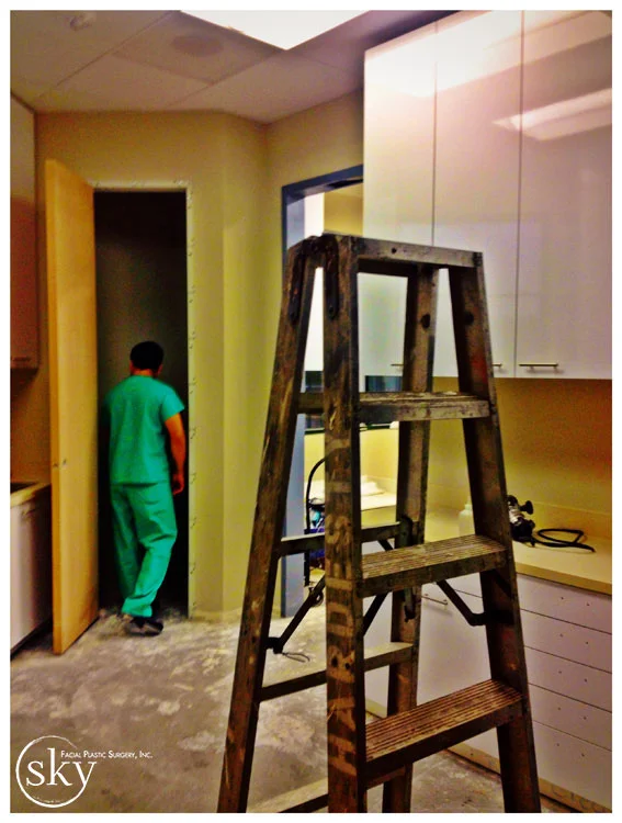 PHOTO: Dr. Yoo examining the gas storage closet