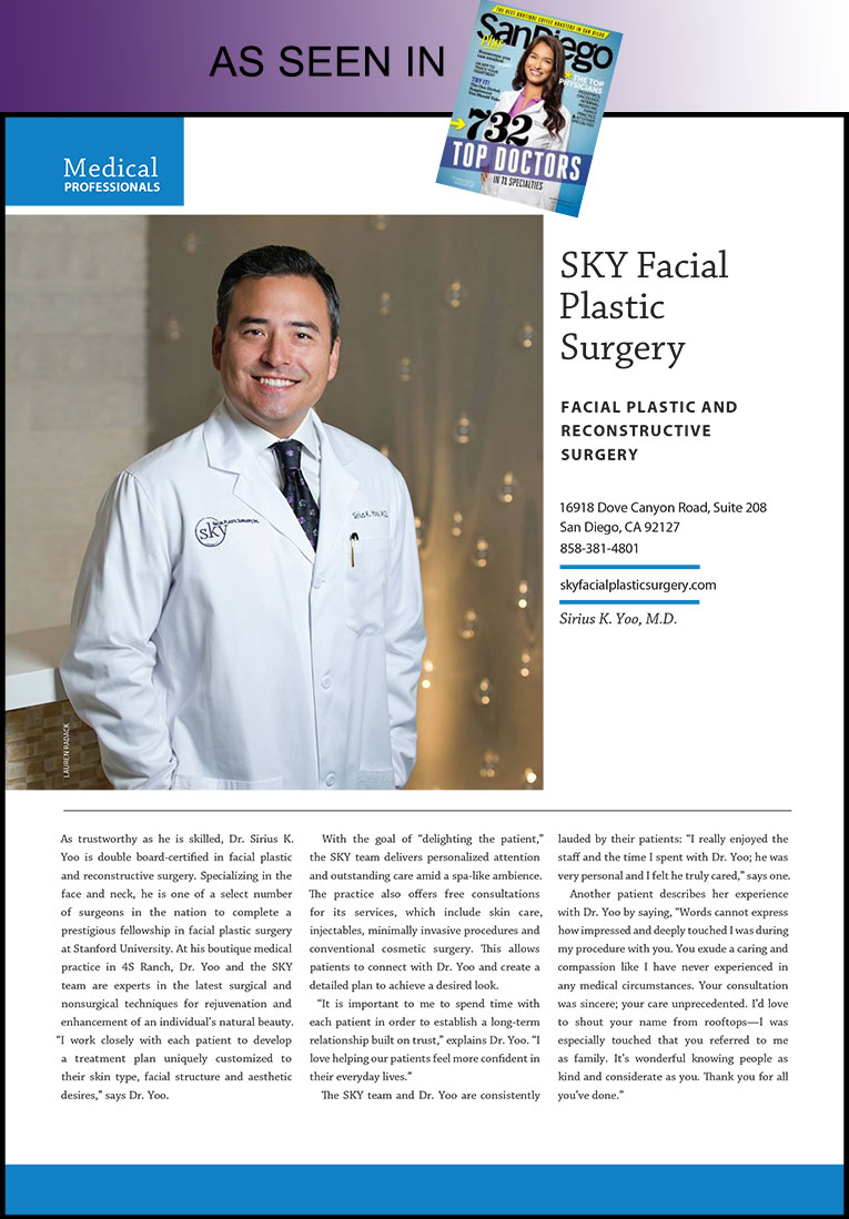 PHOTO: Dr. Yoo's profile featured in San Diego Magazine's Top Doctor issue.