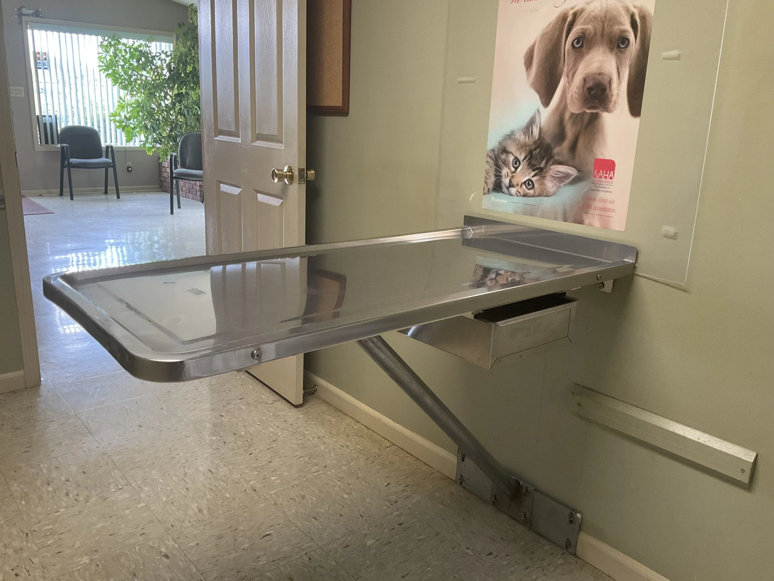 1985 ShorLine Stationary WallMount Exam Table with drawer Pick up in Kentucky — Used Vet