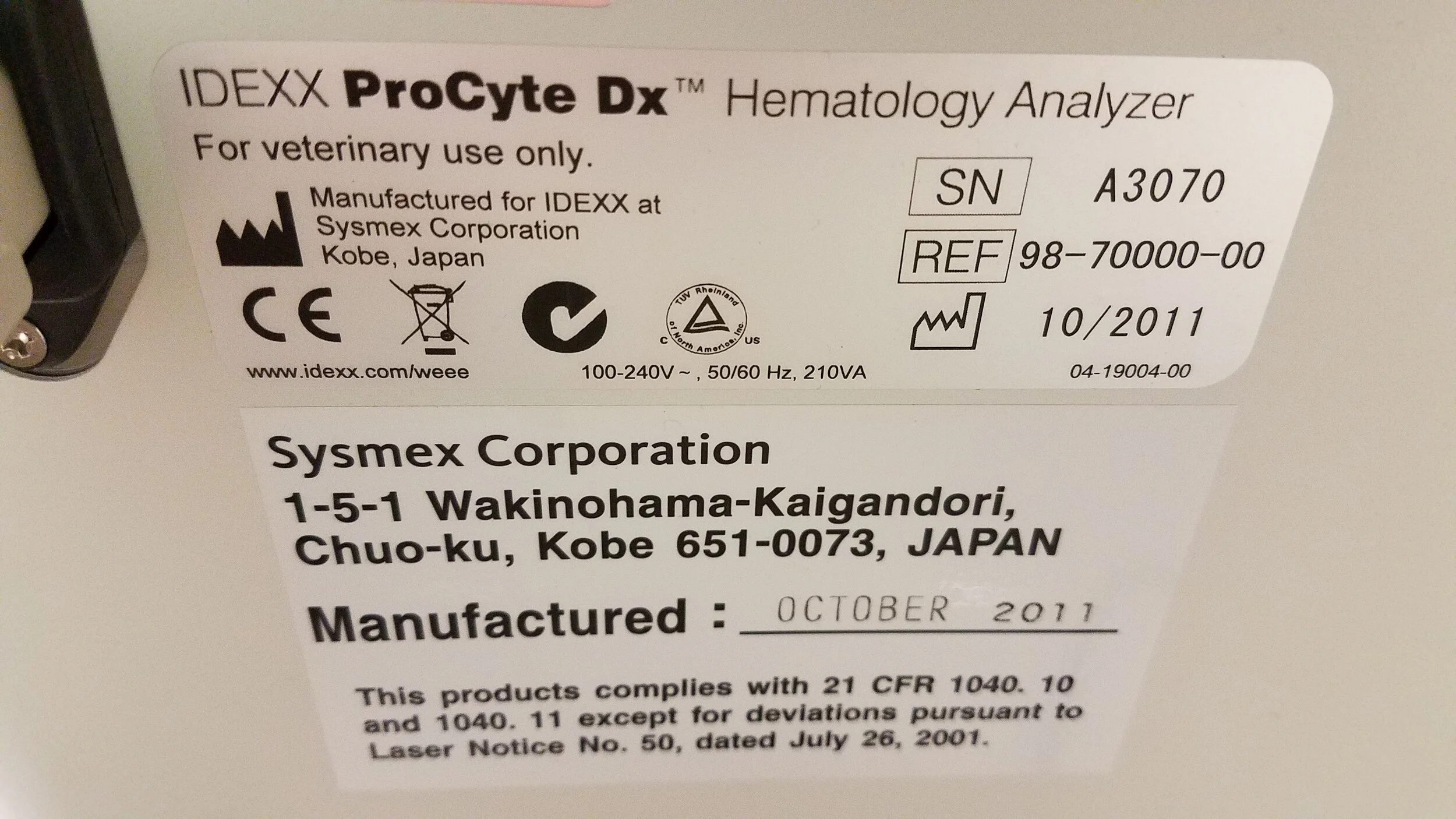 SOLD 7000 SOLD 2011 Idexx Catalyst Dx and Procyte Dx with Vet Lab