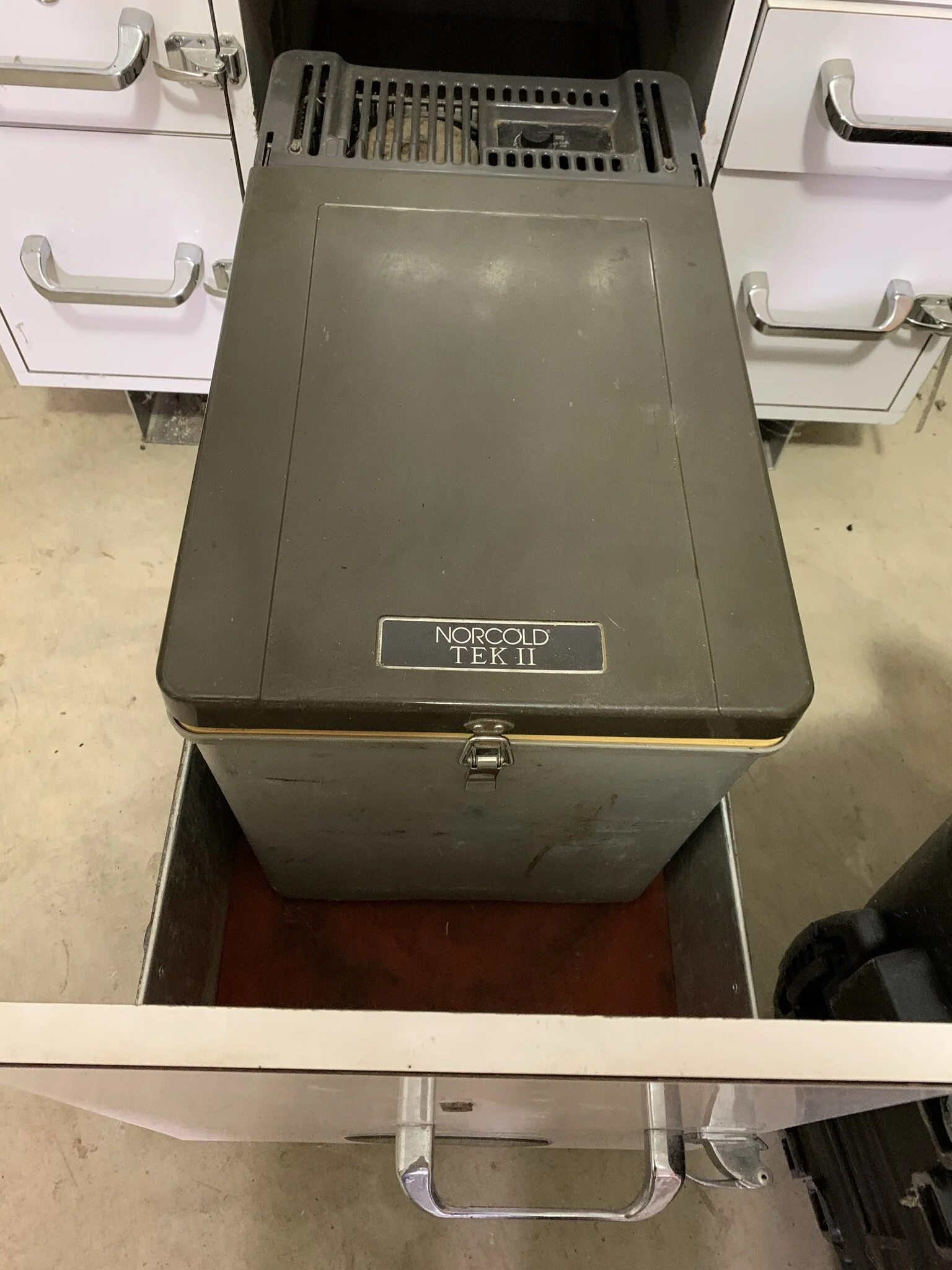 SOLD 450 SOLD PRICE DROP !! LaBoit 5 drawer Vet box with refrigerator