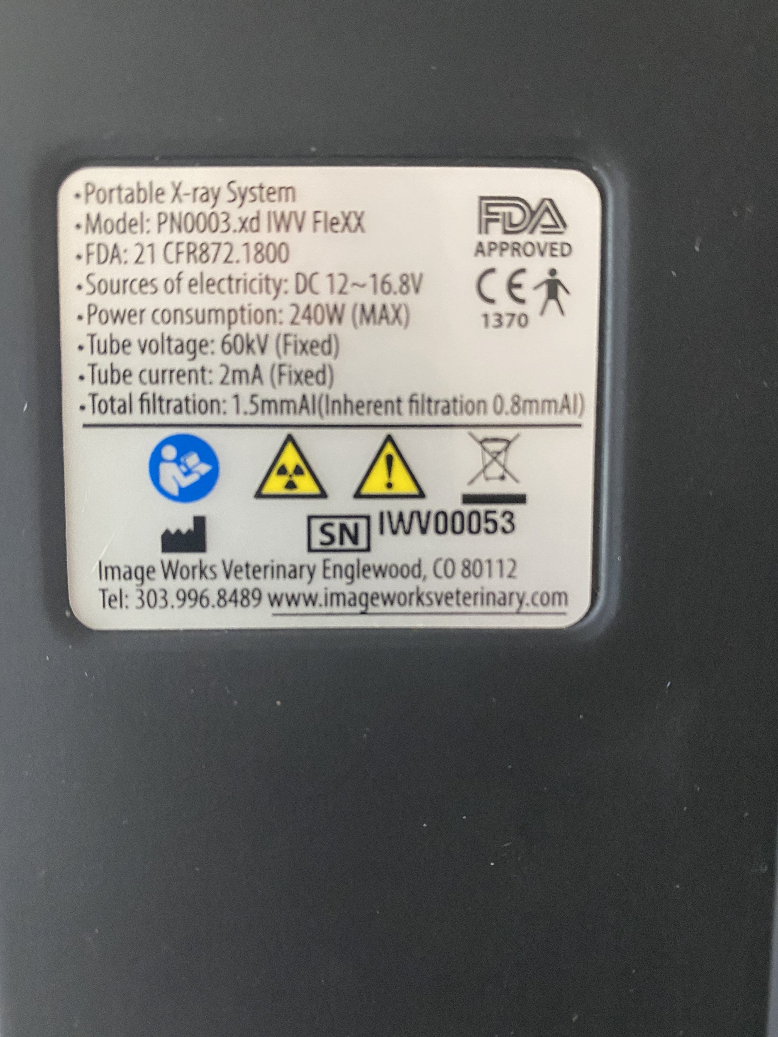 SOLD 5900 SOLD 2018 Dental Xray ImageVet™ FleXX Portable Intraoral