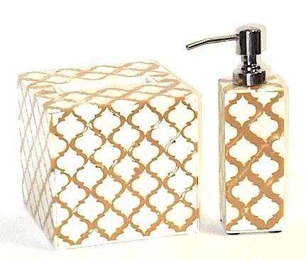 Moorish Tile Pattern Natural and Amber Bath Accessories
Tissue Box
BIT79B
Soap Pump
BIT79C