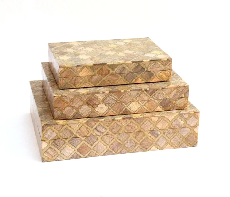 Moorish Tile Wood Inlay Box
10×7x2"h
BIW65S
12×9x2.5"h
BIW65M
14×11×3.5"h
BIW65L