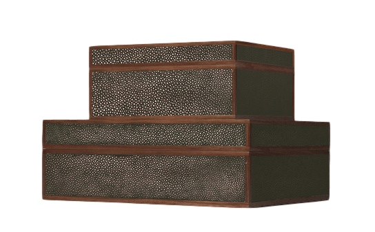 Mushroom Faux Shagreen Box 12.5×10x4.5"h MGCOOPML 7×9x4h MGCOOPMS