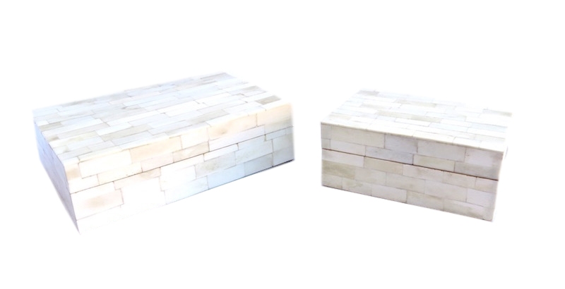 White Bone Box 7x5x3"h BIP926 10x7x3"h BIP925