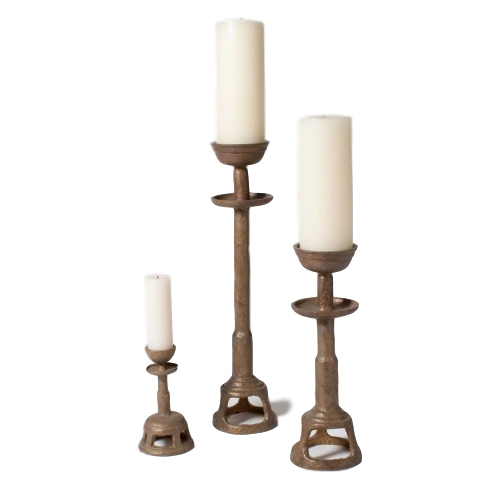 Small Cast Iron Temple Candlestick 4.5dx9h, 6dx17h,6dx24h GV7.80136