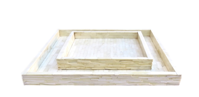 Chiseled Bone Tray 12x12x1.5h GV7.90243 18x18x1.5h GV7.90241