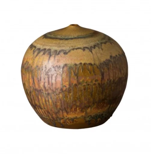 Ceramic Cocoon Vase 12x11.5h, Nut Shell EY4072NB