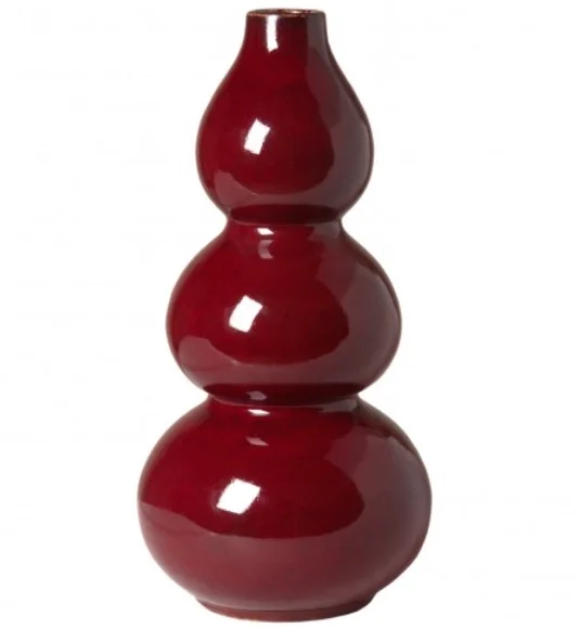 Ceramic Triple Gourd Vase 9dx19h, Red EY0743RD