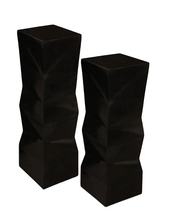 Chiseled Black Stone Pedestal 14sqx36"h 14sqx42"h