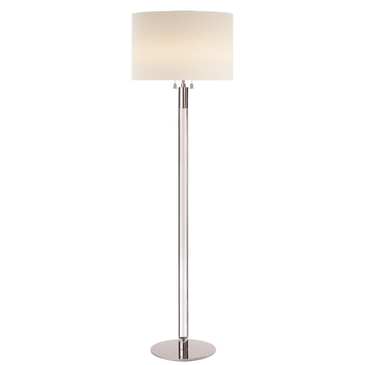 Riga Floor Lamp in Polished Nickel/Crystal w/ linen shade 20dx60"h VCARN1005PN-L
