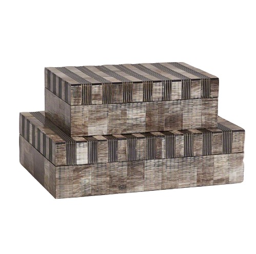 Striped Horn Box GV7.90615 10.5x6.5x3.5h GV7.90614 13.5x9.5x3.75h