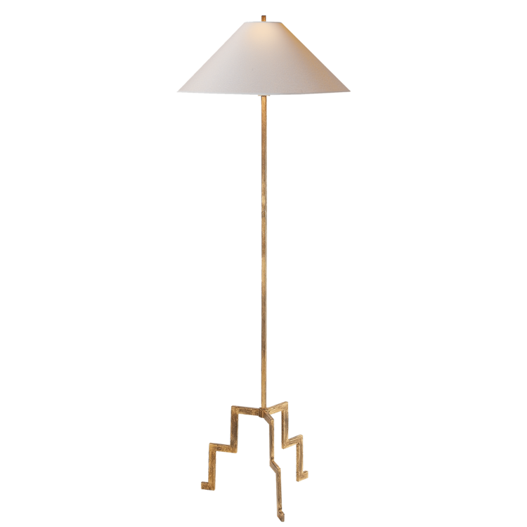 Lancaster Floor Lamp in Gilded Iron w/ Natural Paper Shade 23X64"h VCSP1000GI-NP