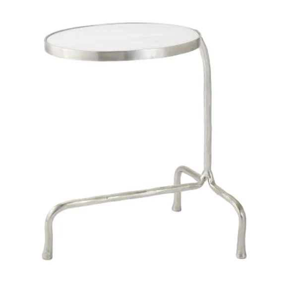 Cantilever Table Nickel Finish/Iron w/White Marble 20x15x23h GV7.90617