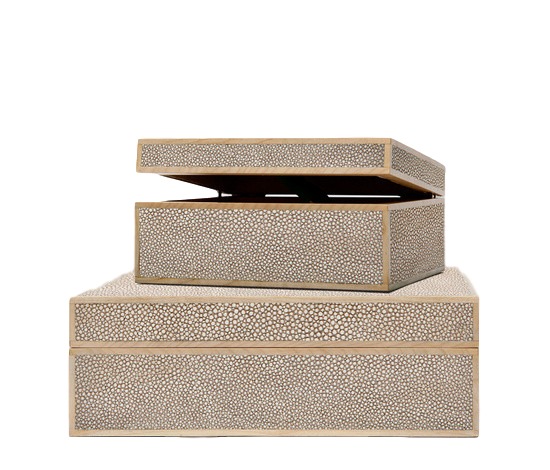 Sand Faux Shagreeen Box MGCOOPSS 7x9x4"h MGCOOPSL 12.5x10x4.5"h