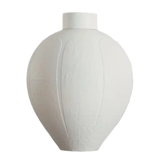 Linen Textured White Ceramic Jar/Lid 17dx22.5h GV7.10172 