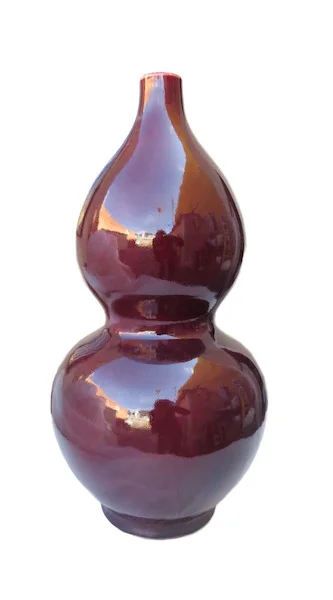 Porcelain Oxblood Double Gourd Vase 8.5dx17h DHD0242