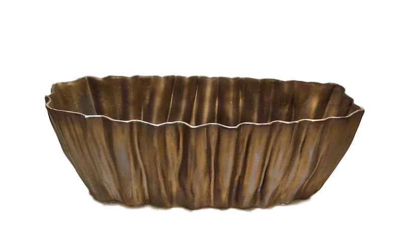 Fluted Ceramic Planter, Gold/Bronze 16x7x8h EU146022B