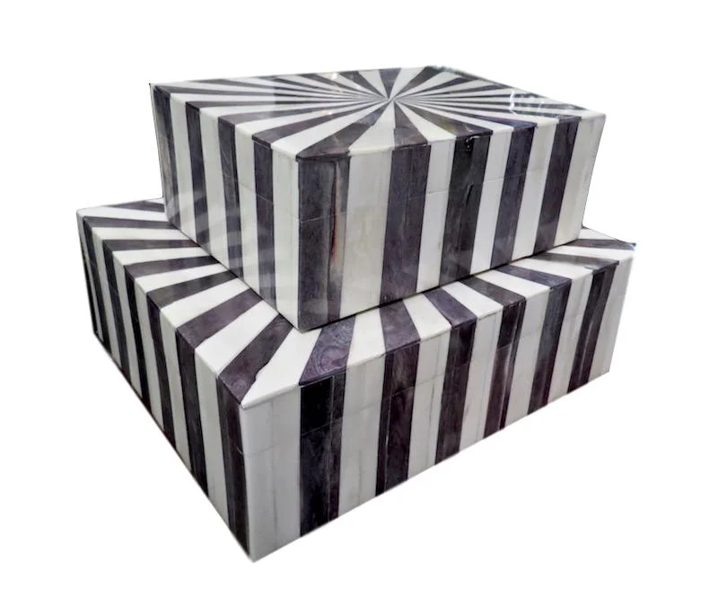 Starburst Gray and Natural Bone Box 9x7x3.5"h BIW732M Starburst Gray and Natural Bone Box 12x10x4"h BIW732L