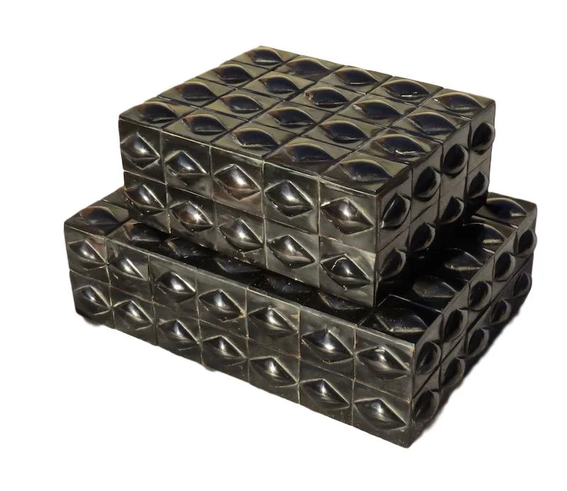 Ebony Horn Diamond Pillow Box 8x6.5x3h BIJ451S Ebony Horn Diamond Pillow Box 11x8x3h BIJ451L