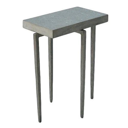 Rectangular Drink Table Iron/Flamed Granite 16x10x20.5h GV7.90858