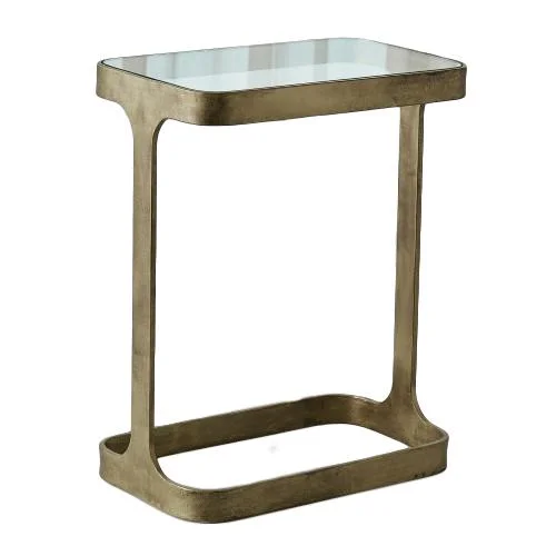 Saddle Table Antique Gold/Glass 16x9.5x20h GV7.90867