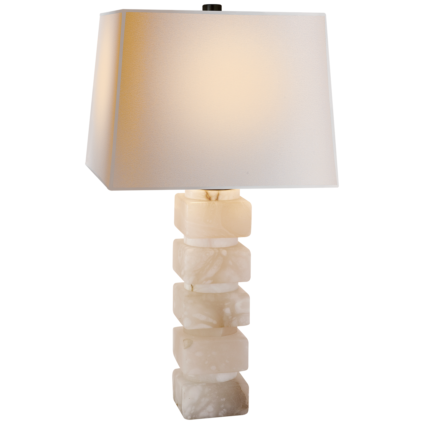 Square Chunky Stacked Alabaster Table Lamp 16”sqx31"h VCCHA8947ALB-NP