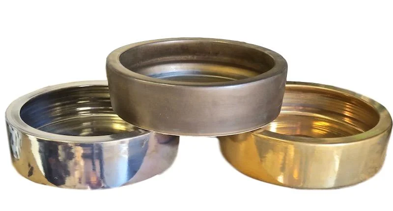Ceramic Low Bowl Small 12dx3.5h Platinum EUHS1101E, Bronze EUHS1101B, 24k Gold Glaze EUHS1101G