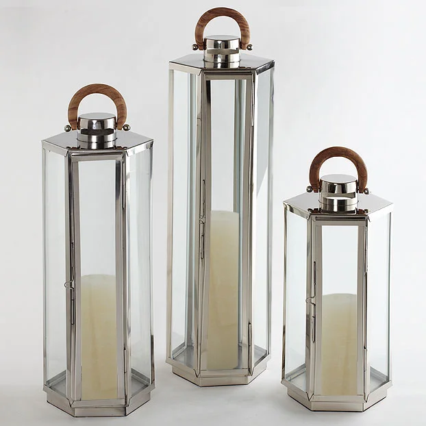 Dockside Lantern, Stainless, Polished Nickel, 10dx20h CT817912 10dx32h CT817914