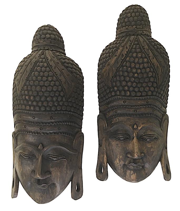 Carved Buddha face, Indonesia 12x8x35h +/- QI110 8x4x15h QI111